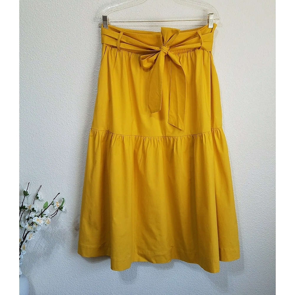 BODEN Tiered Belted Midi Skirt